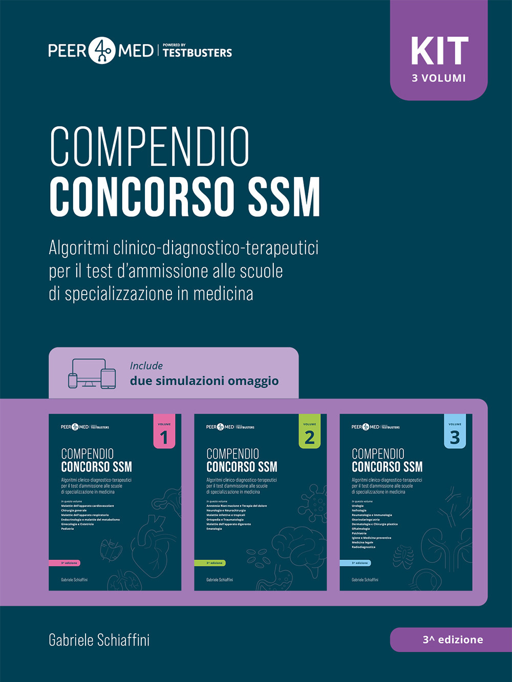 Peer4Med. Compendio Concorso SSM. Scuole di specializzazione in medicina. Kit. Con 2 simulazioni omaggio. Vol. 1-3: Algoritmi clinico-diagnostico-terapeutici per il test d'ammissione alle scuole di specializzazione in medicina