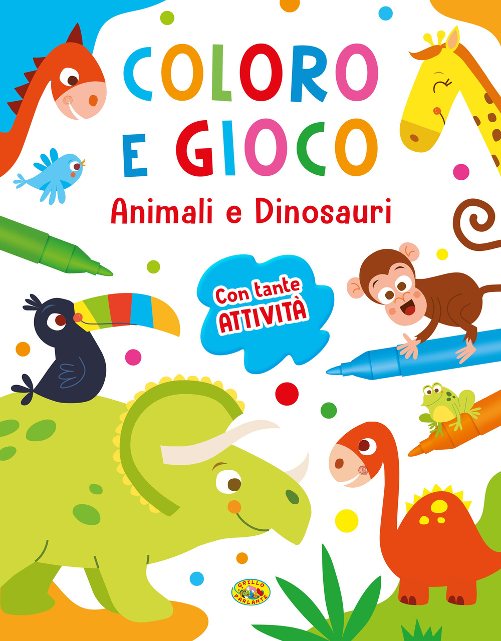 Animali e dinosauri. Coloro e gioco. Ediz. a colori. Con 12 pennarelli