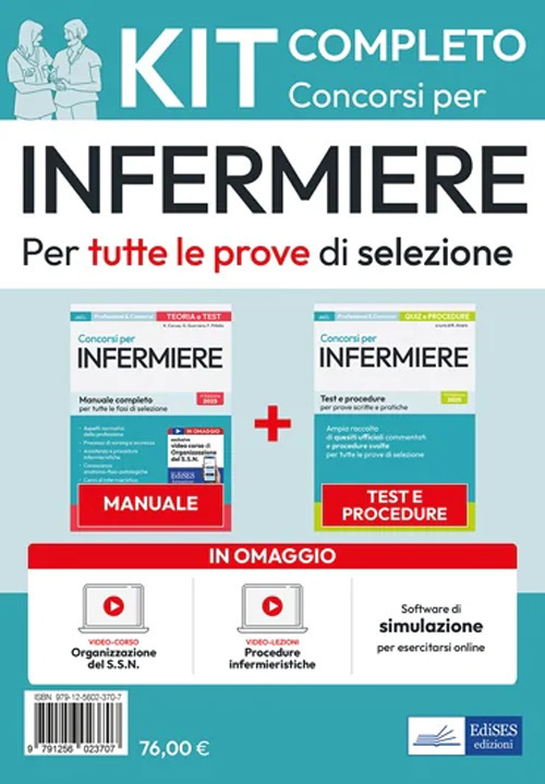 Kit completo concorsi per infermiere. Con software di simulazione. Con video-corso. Con video-lezione