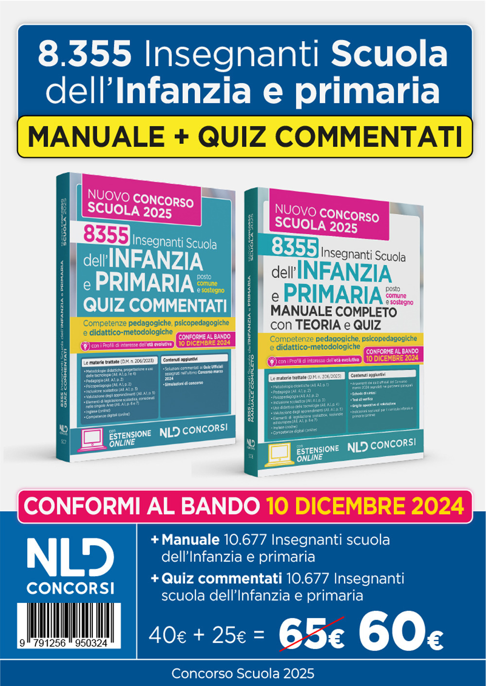 Kit Manuale di teoria + Quiz commentati per il Nuovo Concorso per la Scuola dell'Infanzia e della Primaria 2025. Nuova ediz.