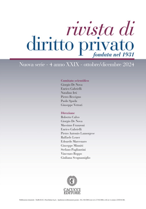 Rivista di diritto privato (2024). Nuova ediz.. Vol. 4: Ottobre/dicembre