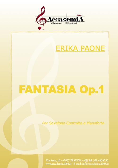 Fantasia op.1. Per saxofono contralto e pianoforte. Ediz. a spirale