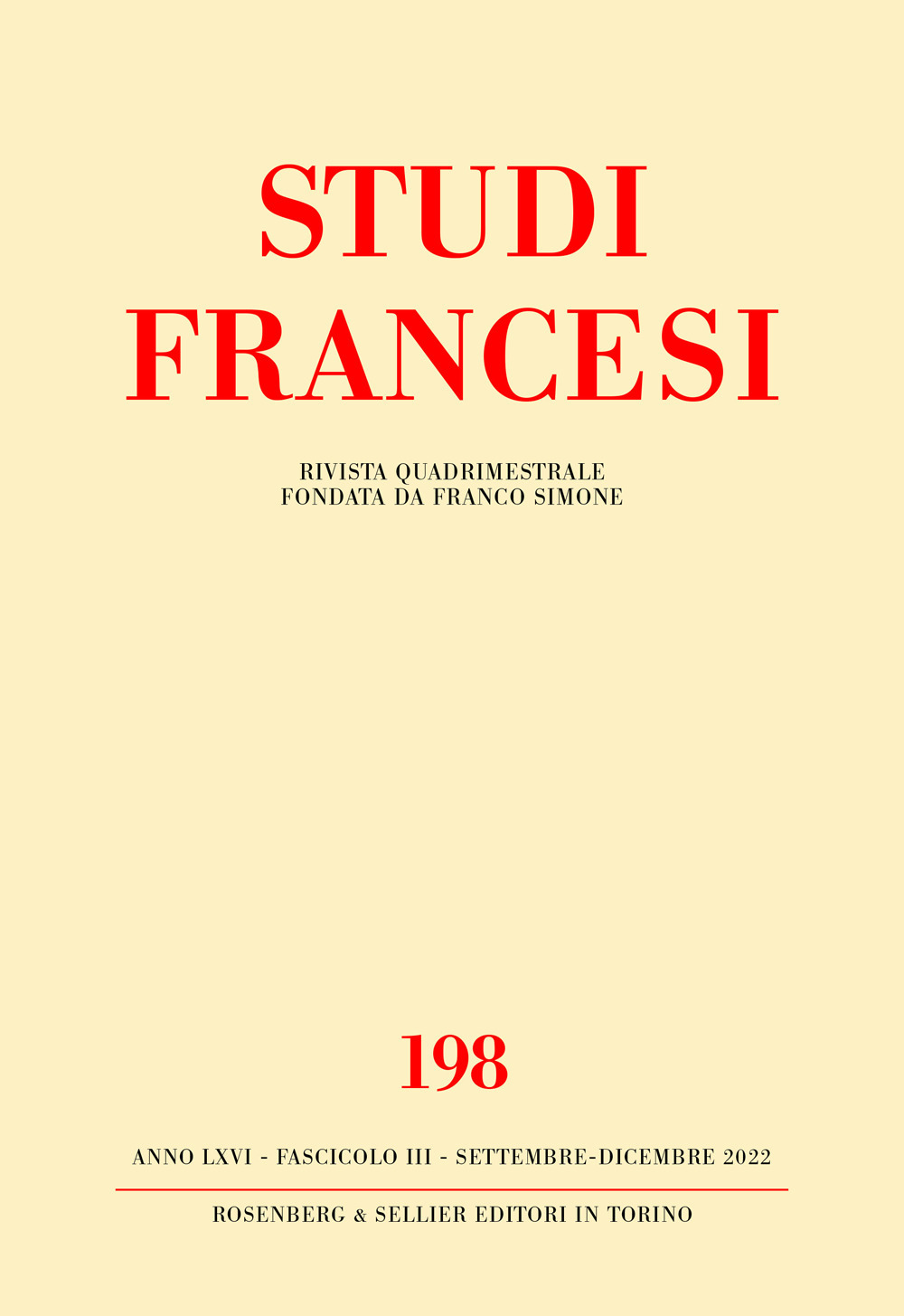 Studi francesi. Vol. 198