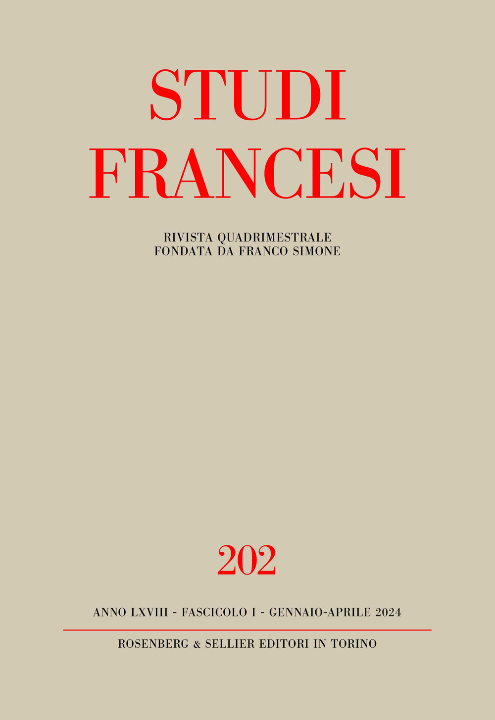 Studi francesi. Vol. 202