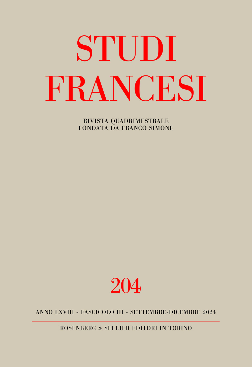 Studi Francesi. Vol. 204: In ricordo di Anna Maria Finoli (1923-2020) - Centenaire du 